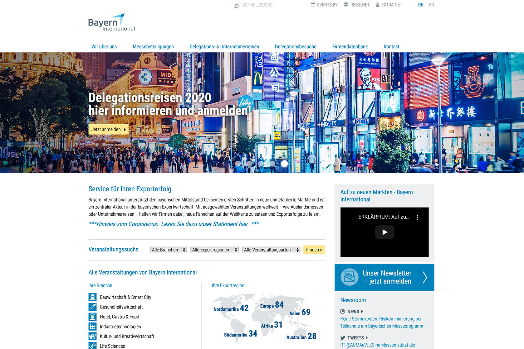 Aimcom | Website Relaunch | Bayern International | Vor der Überarbeitung